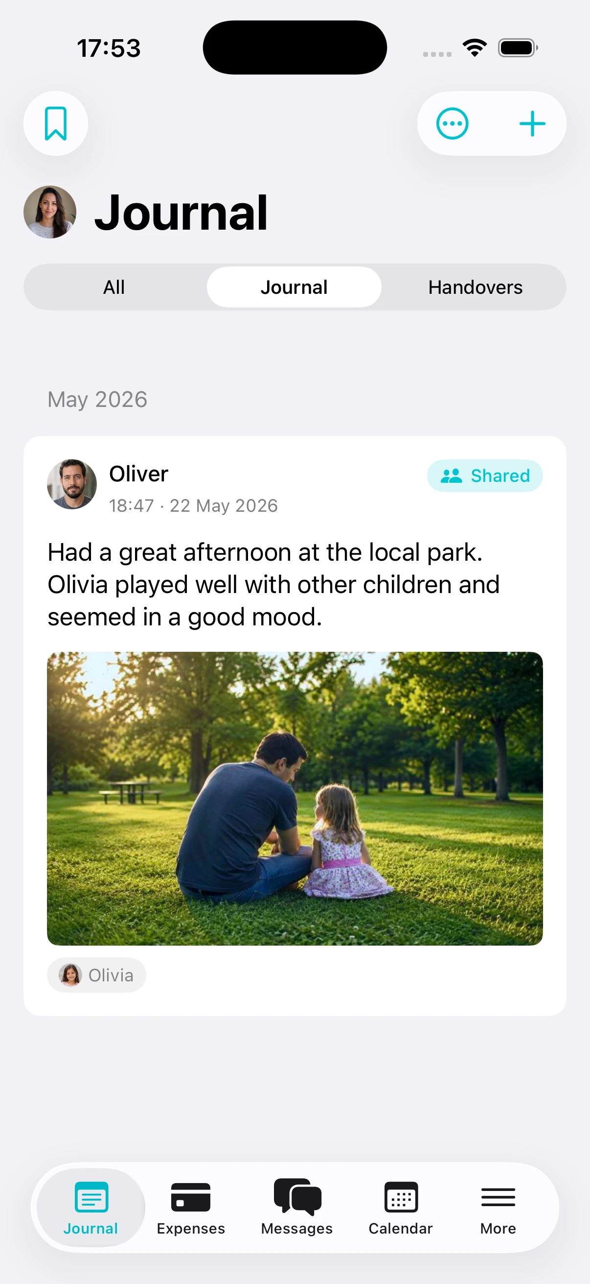 Parentlog journal screen
